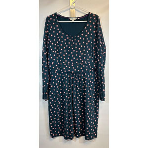 Boden Dress Size 16R Navy Blue Floral Long Sleeve Empire Waist Modal Blend D34